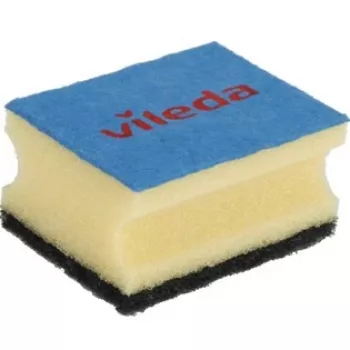 Sponge VILEDA Rectangular Fiber, hand-wash, kollane/Must/blue, pack of 3