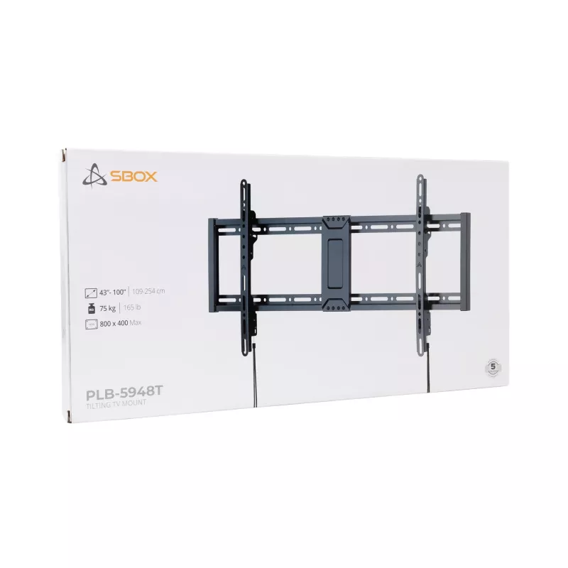 SBOX PLB-5948T-2 TV seinakinnitus 43–100-tollistele ekraanidele, max koormus 75 kg, VESA kuni 800×400