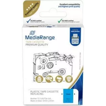 MediaRange Plastiklindikassett MRBTZ531 12 mm 8 m must sinisel