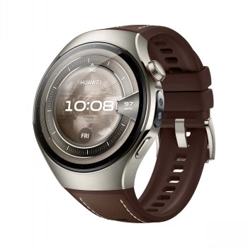 Nutikell HUAWEI WATCH 5 Classic 46 mm, 1.38 tolli AMOLED 466×466, puuteekraan, GPS, hõbedane korpus, pruun rihm