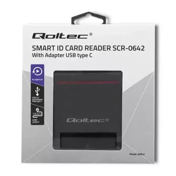 ID-kaardi lugeja QOLTEC Smart chip ID-kaardi skanner — USB, must, 84,5×65×16 mm, 63 g
