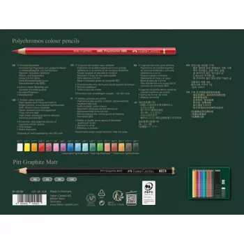 Õlipõhine pliiats Faber-Castell Polychromos & Pitt Graphite Matt komplekt 21 tk mitmevärviline