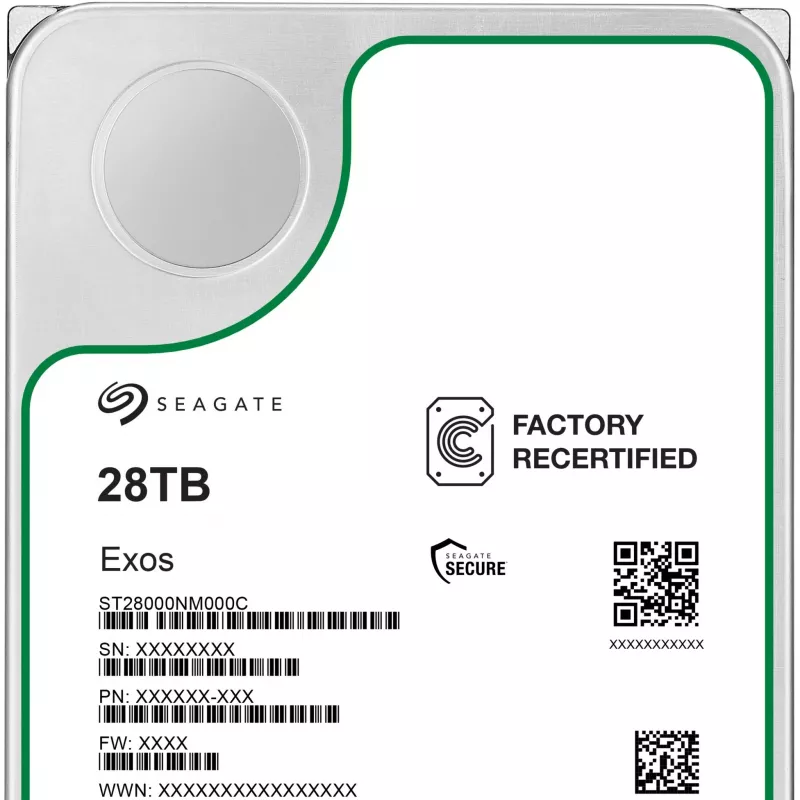 HDD SEAGATE Exos 3.5 tolli 28TB SATA TAASATESTEERITUD, mudel ST28000NM000C-REC