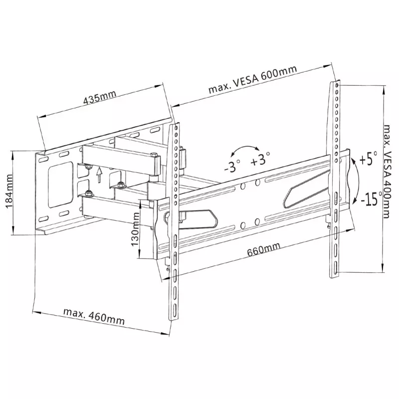 Maclean MC-723 B - seinakinnitus ekraanile 37-70, 600x400 VESA, kuni 40 kg, must värv
