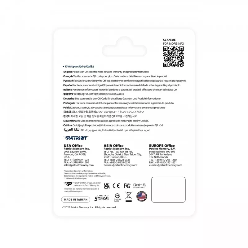 microSDXC kaart Patriot 1TB Express 800/600MB/s PEF1TEPEXMCX