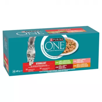 PURINA One Sterilcat Veiseliha, lõhe, kana, kalkun - märg kassitoit - 40x85g