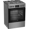 Eraldiseisev gaasi-elektripliit BEKO FBM62330GXTN 60 cm, 4-põletiga gaasipliit, 72 L elektriahi, energiaklass A