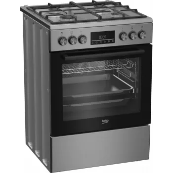 Eraldiseisev gaasi-elektripliit BEKO FBM62330GXTN 60 cm, 4-põletiga gaasipliit, 72 L elektriahi, energiaklass A