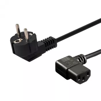 Toitekaabel SAVIO CL-116 — 1,8 m, must, nurga all toitepistik tüüp C kuni nurga all IEC C13, 3-sooneline 0,5 mm²