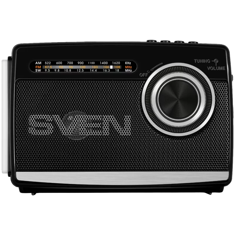 Kõlar SVEN SRP-155, must (3W, Bluetooth, FM/AM/Lühilaine, USB, microSD, taskulamp, aku)