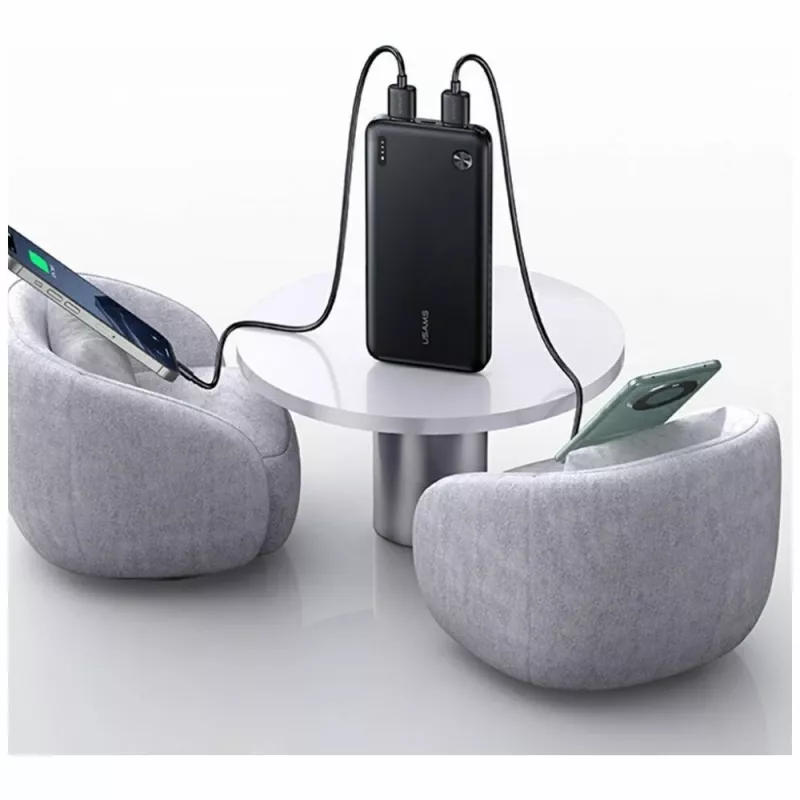 Akupank usams PB83 10000 mAh PD 2×USB-A USB-C valge
