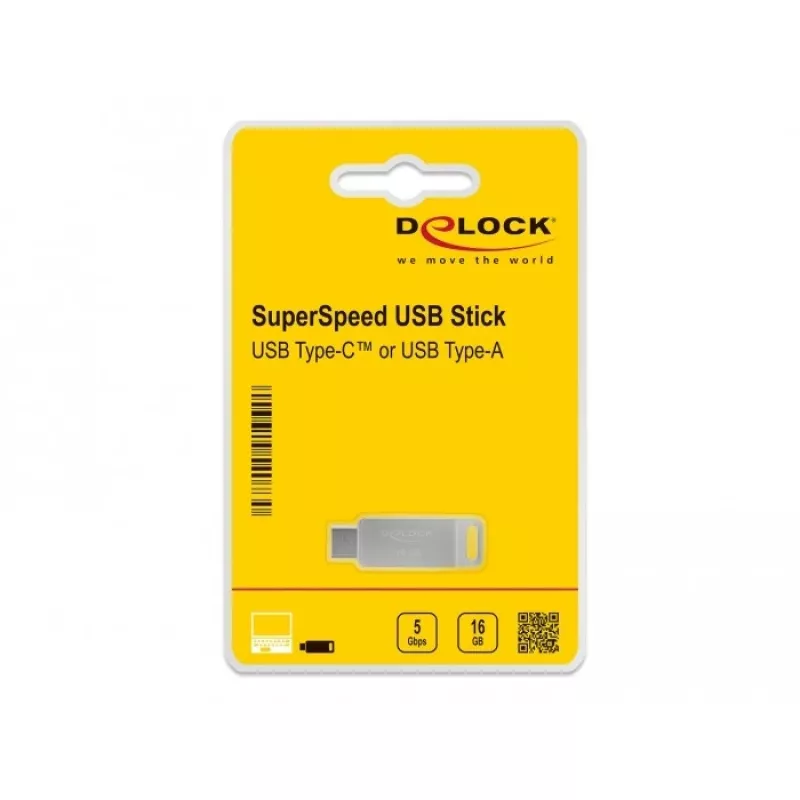 USB-mälupulk DeLOCK 16GB USB-C Type-A metallkorpus