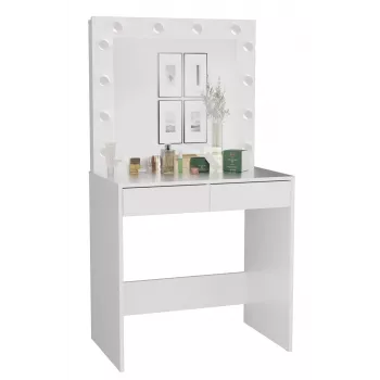 Bedroom vanity table top e shop Z.MARINA LUSTRO BIEL — valge puitlaastplaat, 2 sahtlit