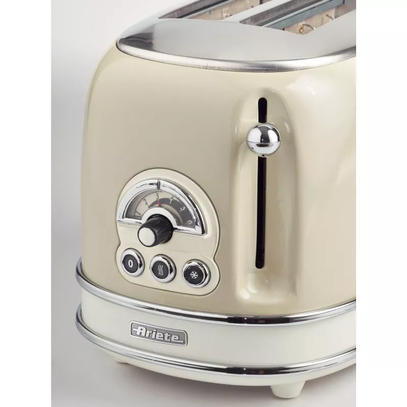Ariete 155 Design 2 Slice Röstija võileivakorvidega, 6 röstimisastet, 810 W, roostevabast terasest korpus, eemaldatav purukauss, pastellbeež