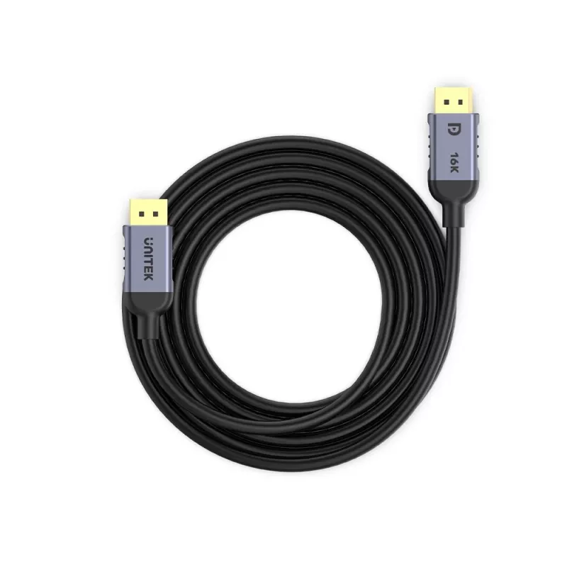 DisplayPort kaabel Unitek C1626GY01-1.5M — 1.5 m, DisplayPort 2.1, isane-isasele, 360 Hz, 15360×8640, hall