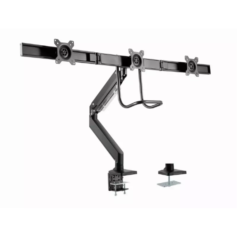Lauamonitori kinnitus GEMBIRD MA-DA3-03, 3 haru, gaasvedru, VESA 75–100x100, toetab 3 ekraani kuni 27 tolli, max 18 kg, must