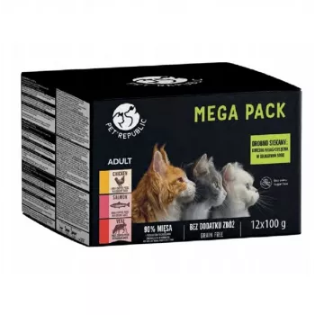 Märja kassitoidu kotikesed PetRepublic 12x100g — kana, lõhe, vasikaliha