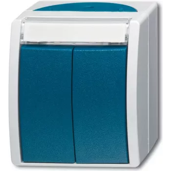 BUSCH JAEGER 1484-0-0374 - nupud - sinine - hall - IP44 - CE - 74 mm - 55 mm