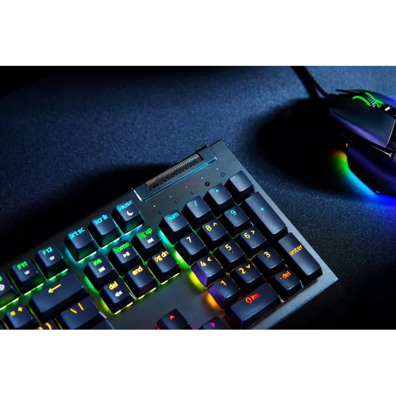 Razer BlackWidow V4 X mehaaniline mänguklaviatuur, Yellow Switch, USA paigutus, juhtmega, must