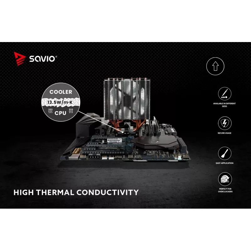 Termopasta SAVIO TG-03 13,5 W/m·K, 2 g — termoliidese segu