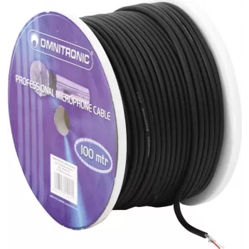 Mikrofonikaabel Omnitronic 2x0,22 mm² 100 m Must