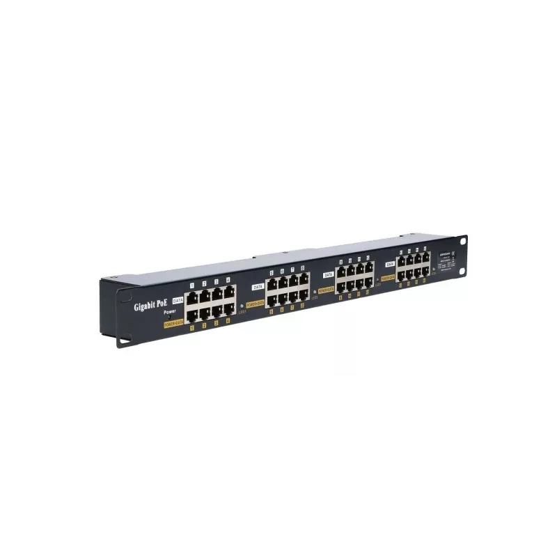 Extralink Gigabit PoE-sisestaja 16 porti 16x 1000Mb/s RJ45, raamile paigaldatav