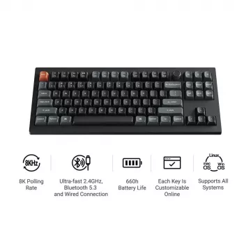 Mehaaniline klaviatuur Keychron V3 Ultra 8K — QWERTY, Bluetooth ja juhtmega, RGB, must