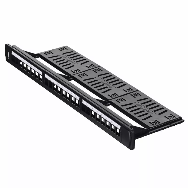 Patch panel 1U LANBERG PPKS-1124-B, 24 porti, 1U, ABS, must, 482.6×44.5×154 mm