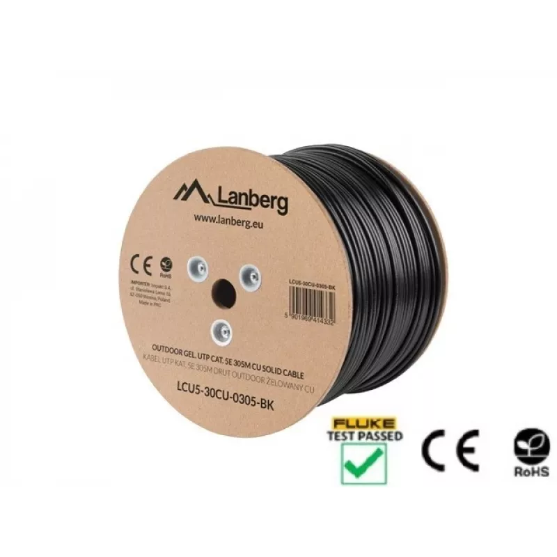 Lanberg LCU5-30CU-0305-BK võrgukaabel 305 m Cat5e U/UTP (UTP) must (LCU5-30CU-0305-BK)