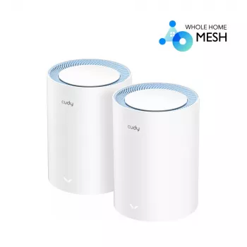 Cudy M1200 2-pakendiga võrgusüsteem — kaheribaline Wi‑Fi 5 (300/867 Mbit/s), 2 seadet, 1x LAN-port, toetab 100 seadet