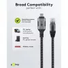 Ethernet-kaabel USB-C 3.2 Gen2 pesa > RJ-45 pistik (must/hõbedane, 5 meetrit, punutud tekstiilümbris)