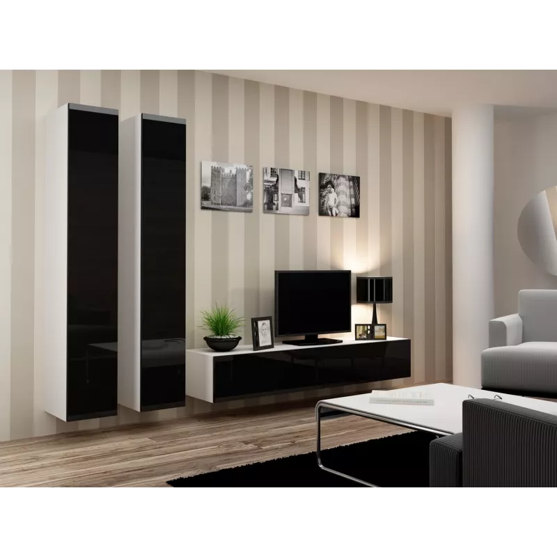 Cama suletud Kapp VIGO '180' 180/40/30 valge/must läikiv