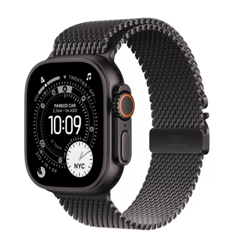Nutikell Apple Watch Ultra 3 GPS + Cellular 49mm Must Titaanist Korpus Musta Titaanist Milano Silmusega Keskmine