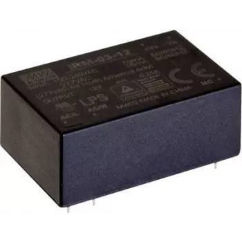 Toiteadapter/inverter mean well IRM-03-5S, 3 W, sisend 85–305 V, väljund 5 V, RoHS, 24×37×16 mm