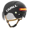 Livall L23 kiiver must 54-58cm LED/SOS kaitseklaasiga