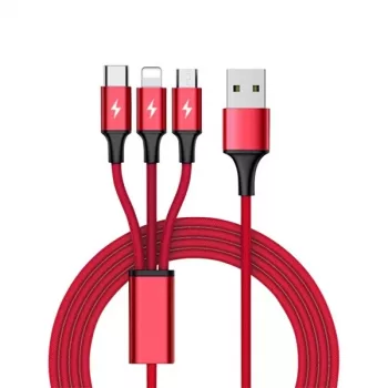 UNITEK C4049RD USB-kaabel 1,2 m USB A USB C/Micro-USB B/Lightning Punane