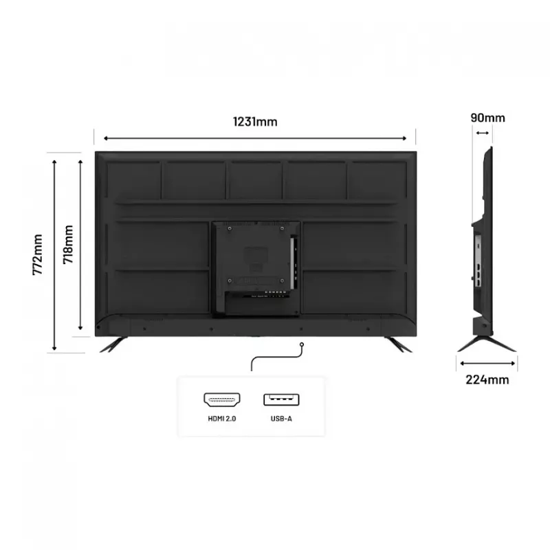 139,0 cm / 55 tolli (3840x2160) JAPANNEXT JN-IPS550UHD60F 16:9 IPS 60 Hz HDMI USB WLAN kõlar must