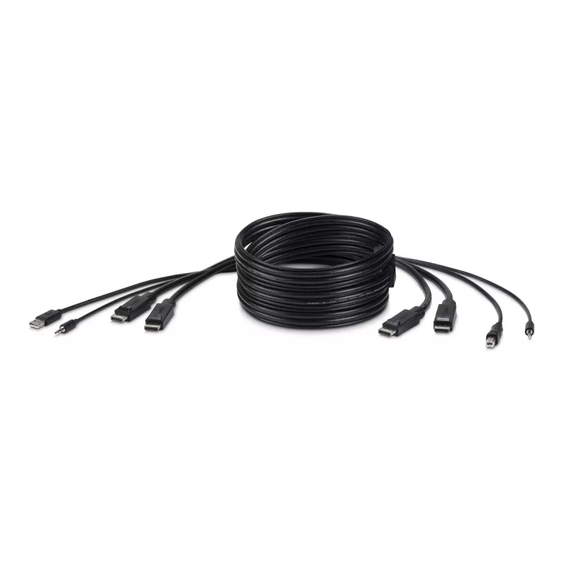 Belkin Secure KVM Combo Cable - Tastatur- / Video- / Maus- / Audio-Kabel - USB, Mini-Stecker, DisplayPort (M) bis Stereo Mini-Klinkenstecker, USB Typ 