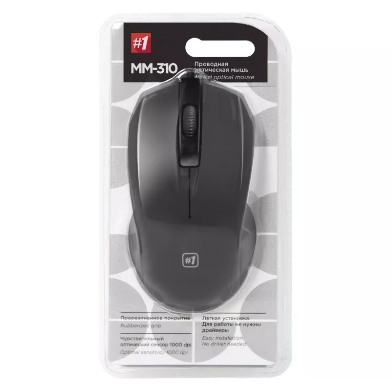Juhtmega optiline hiir DEFENDER MM-310 USB Type-A, 1000 DPI, mõlemakäeline, 2 nuppu, must, 1,35 m kaabel