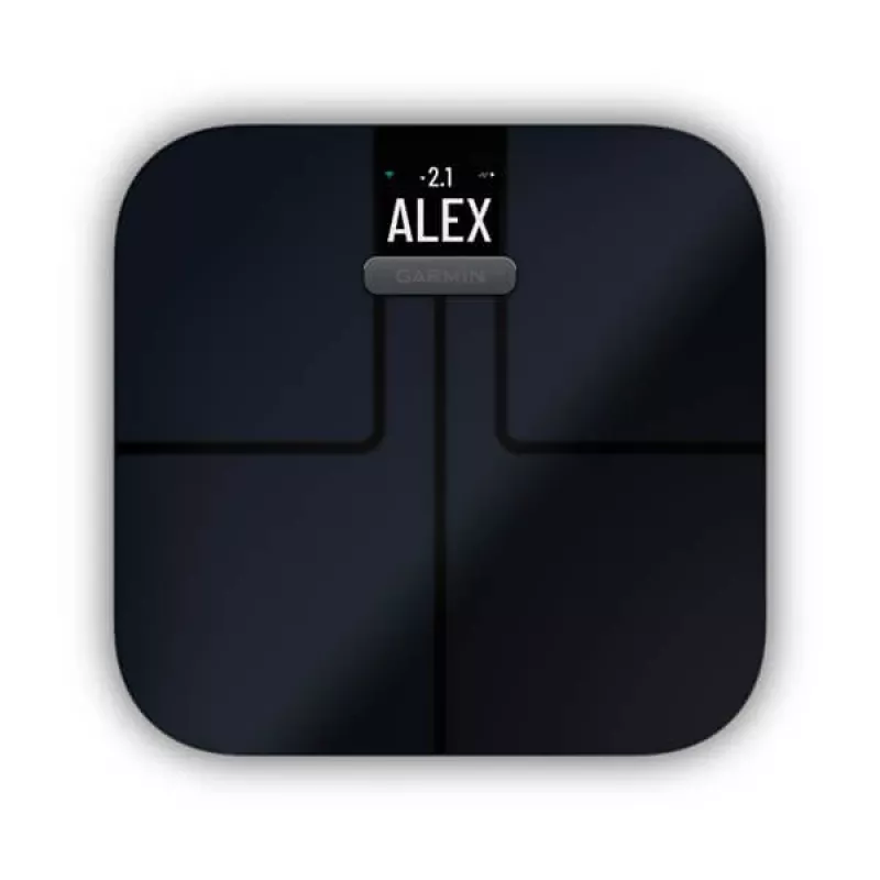 Elektrooniline isiklik kaal GARMIN Index S2 — must, max 181,4 kg, Wi‑Fi/Bluetooth, kehakoostis