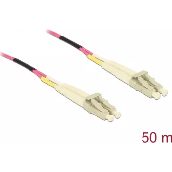 Võrgukaabel DELOCK LWL-kaabel LC Duplex–LC Duplex Multimode OM4 50 m kollane