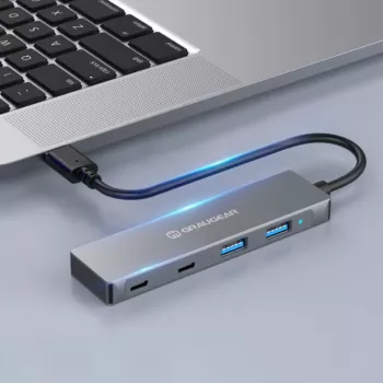 GRAUGEAR G-HUB2A2C-AC liidese jaotur USB 3.2 Gen 1 (3.1 Gen 1) Type-A + Type-C 5000 Mbit/s hõbedane