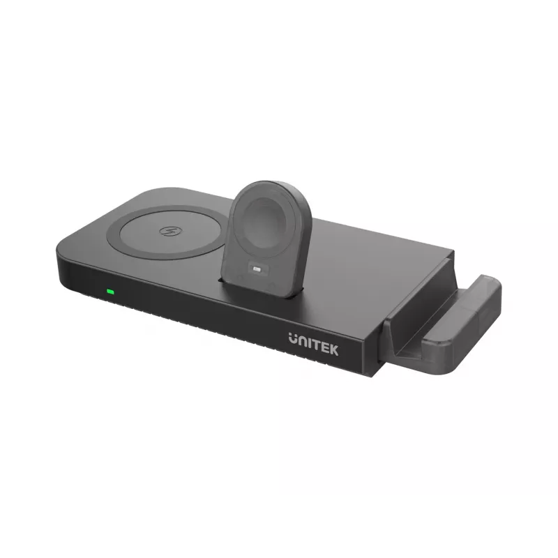 UNITEK MagMighty Combo 5 juhtmevaba laadimisalus kõrvaklappidele nutitelefonile nutikellale must USB kiirlaadimine
