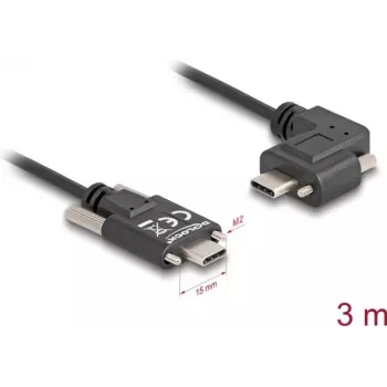DeLOCK USB 2.0 kaabel USB USB-C isane USB USB-C isasele, nurga all vasak/parem, PD 3.0, 60 W, 3 m