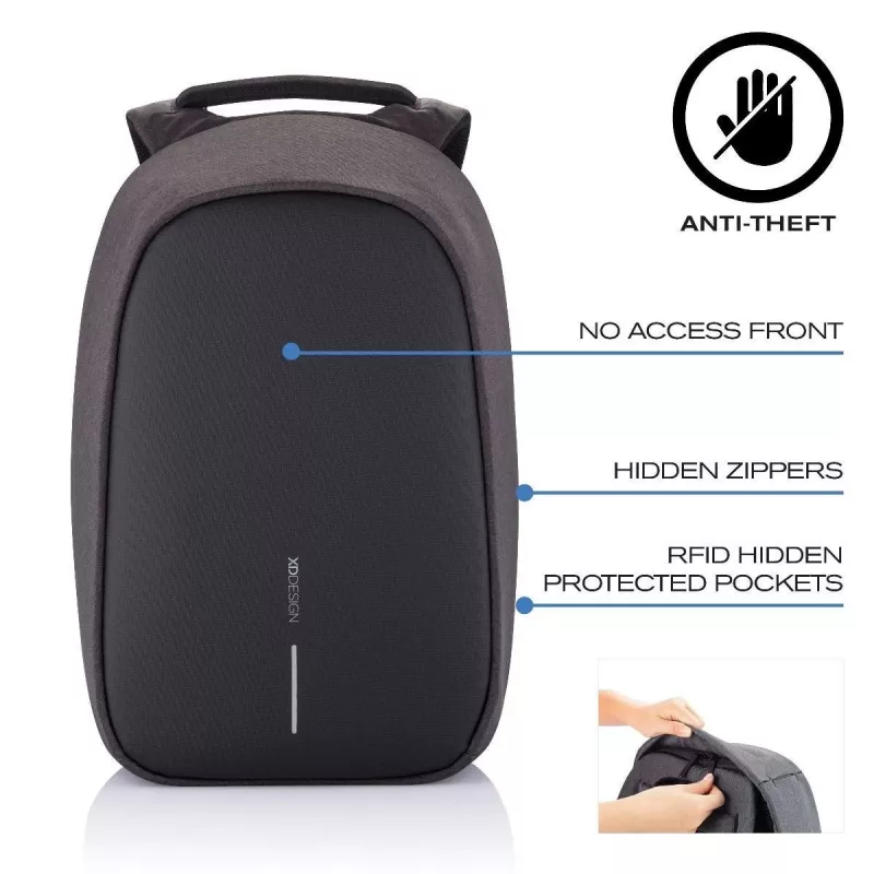 Seljakott XDDESIGN P705.291 antratsiit — 18 L, sülearvuti- ja tahvelarvutisahtlid, lukustatav peamine liugur