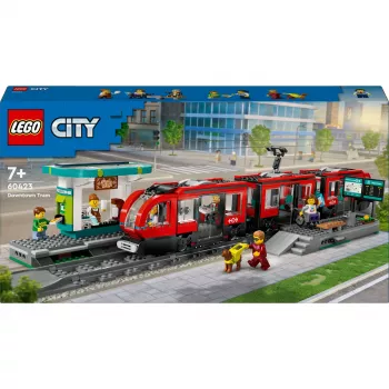 LEGO City linna trammi- ja jaama rollimängu ehituskomplekt lastele mängutrammiga, kingitus poistele ja tüdrukutele alates 7. eluaastast, kes armastavad sõidukeid