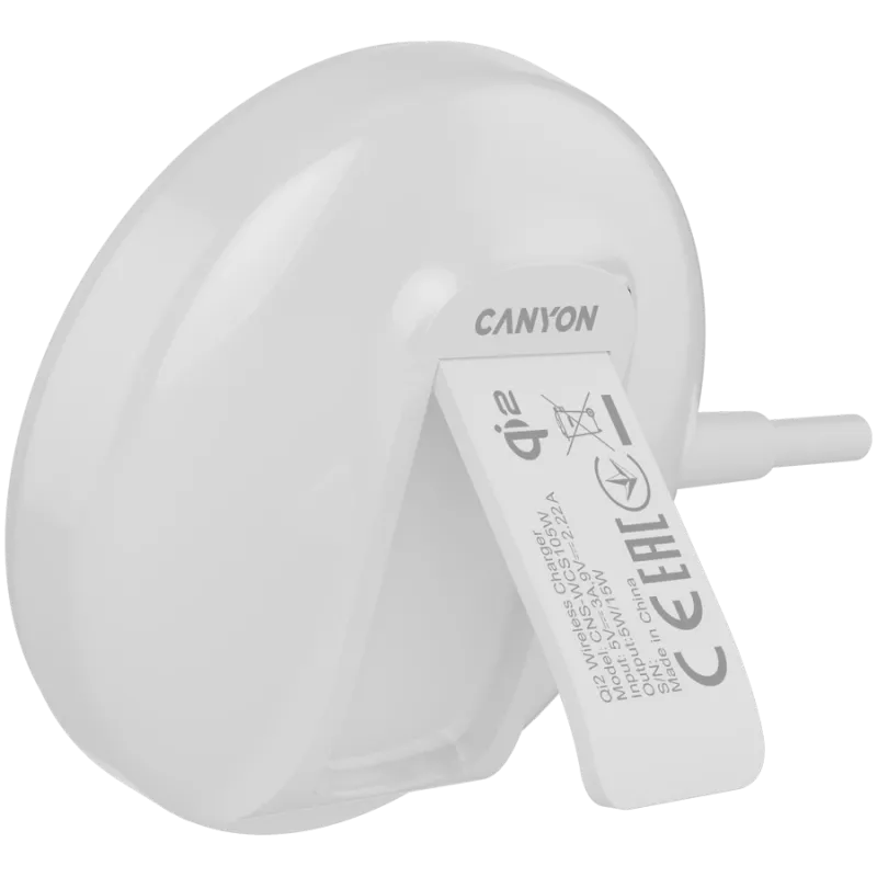 Juhtmevaba laadija CANYON WS-105 15W Qi2 valge – 15W juhtmevaba laadimine, Qi2-ühilduv