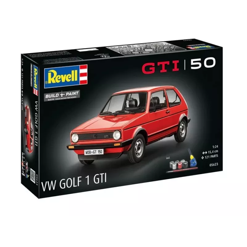 Plastist mudelauto REVELL VW Golf1 GTI 50 aastat 1:24 skaala