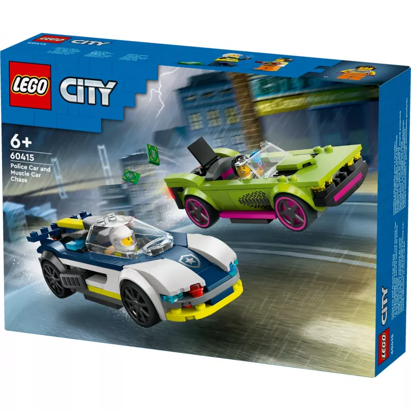 LEGO City mängukomplekt 60415 Politseiauto ja muskelauto tagaajamine — 213 tükki, 2 minifiguuri, vanusele 6+