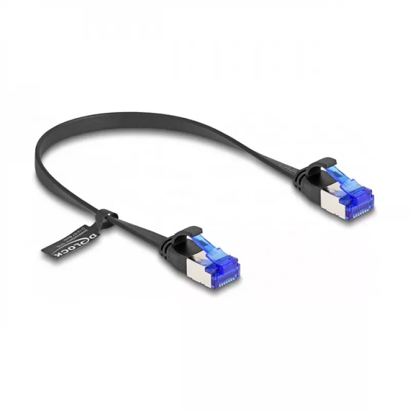 DeLOCK RJ45 lame patch-kaabel pistik-pistikule Cat.6A 0,25 m must